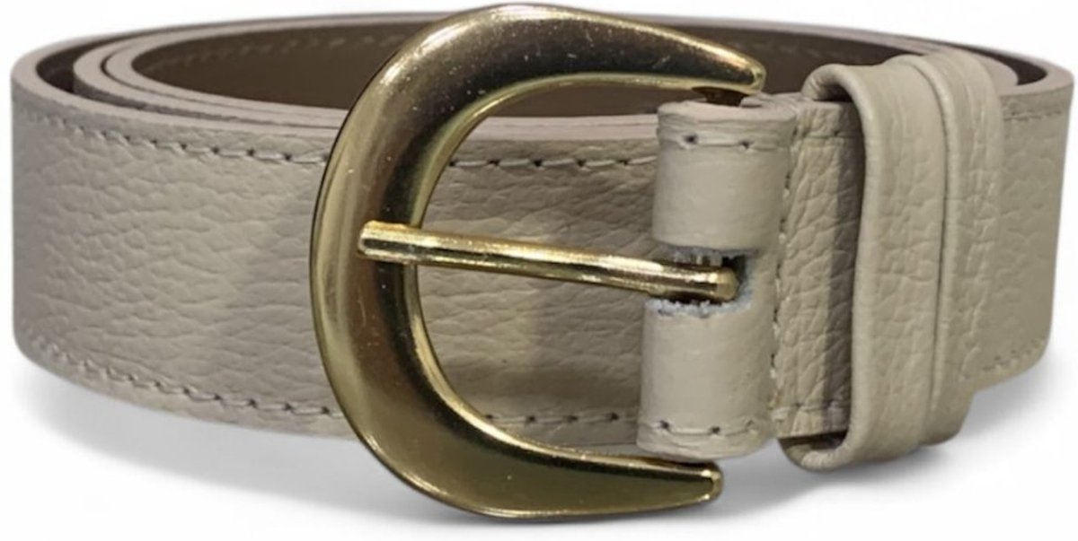 Cinto Feminino em Couro Fivela Arredondada Off White 013