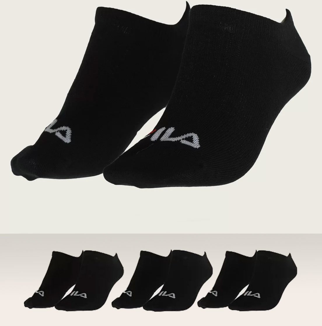 Kit 3pçs Meia Fila Soquete Logo Preta