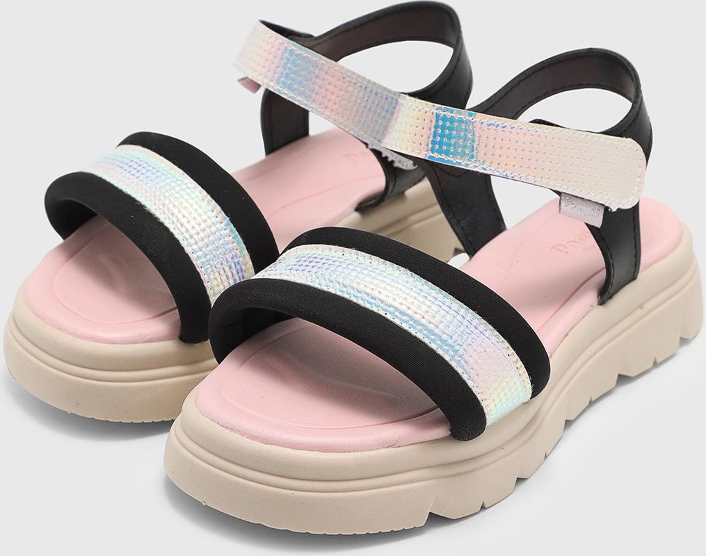 Infantil - Sandália Pampili Papete Day Holográfica Preta