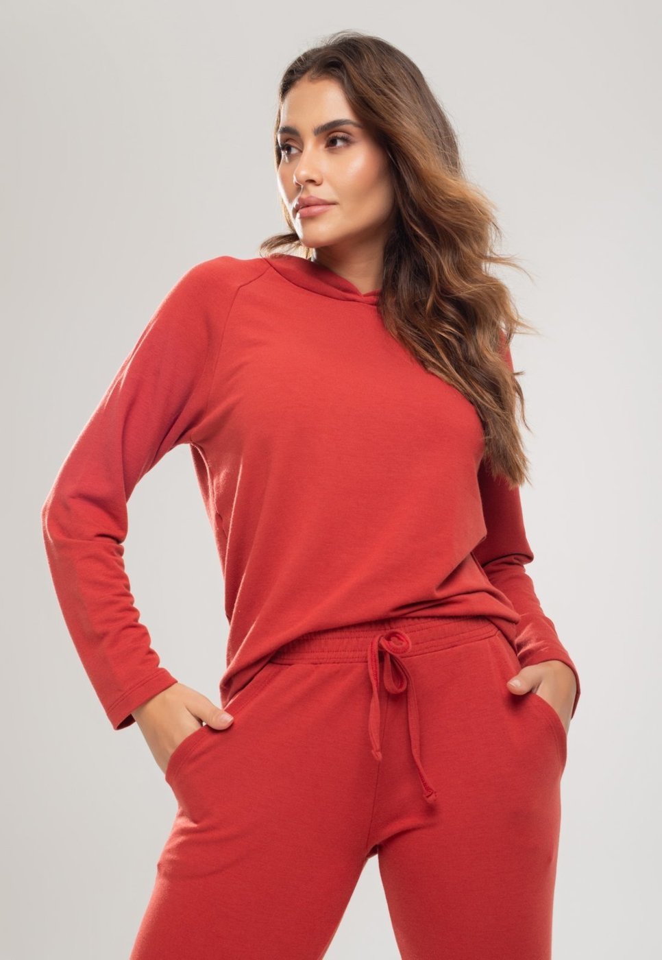 Imagem principal Casaco Salvatore Comfy Com Capuz Moletinho Terracota Salvatore Fashion laranja Salvatore Fashion laranja