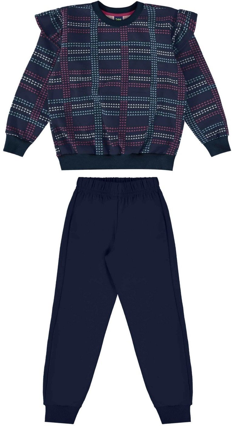 Imagem principal Infantil - Conjunto Feminina com Blusão Xadrez e Calça Bee Loop azul marinho Bee Loop azul marinho