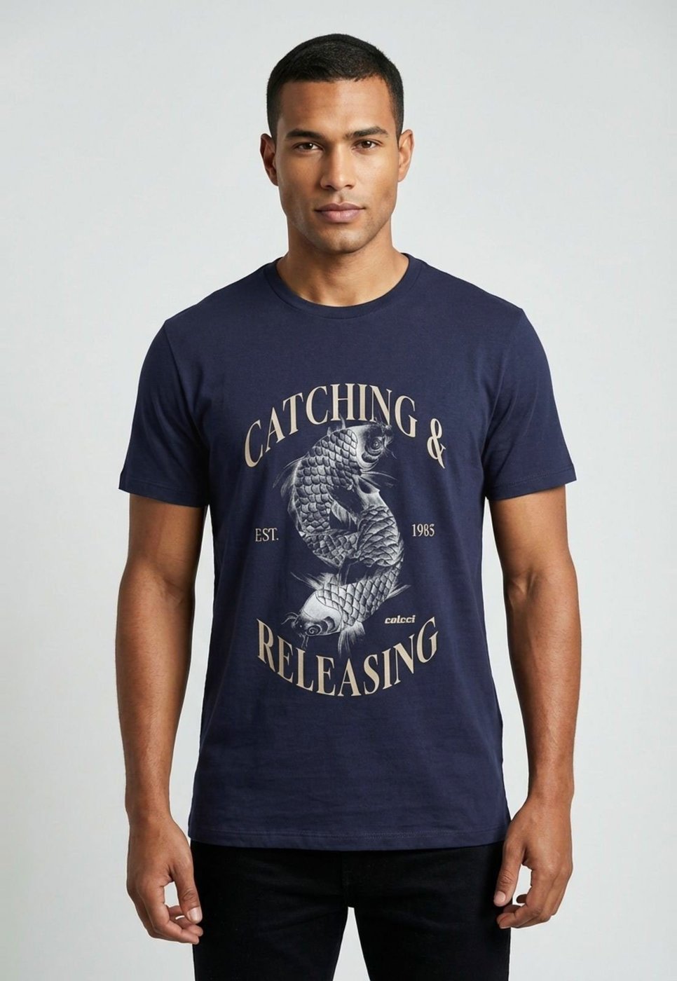 Imagem principal Camiseta Masculina Colcci Estampa Peixes azul marinho Colcci azul marinho