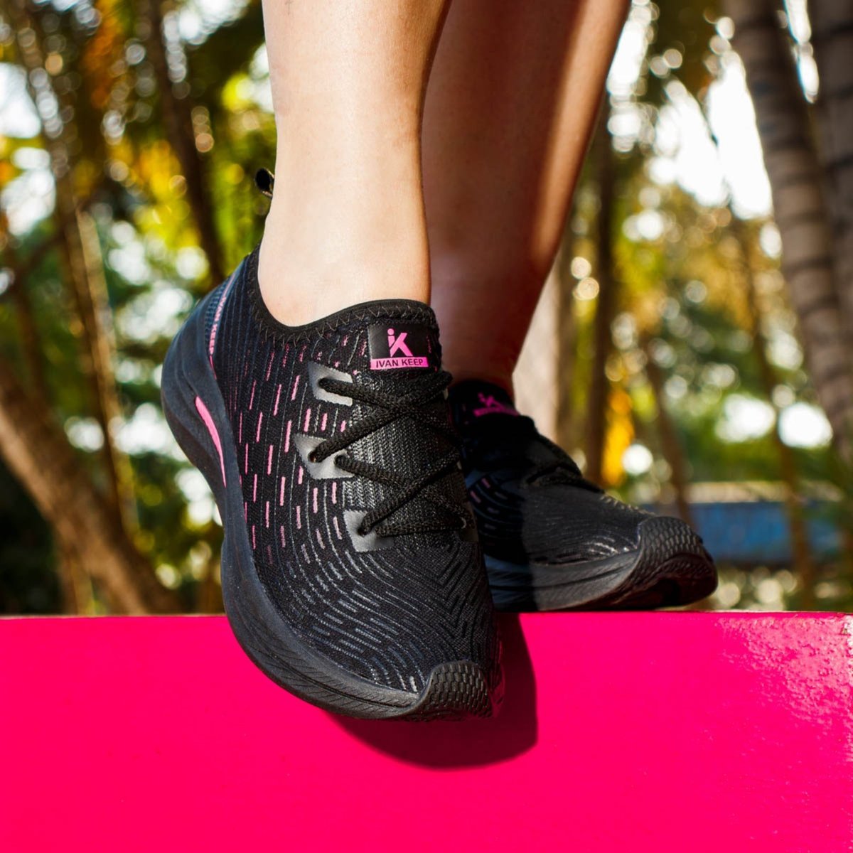 Imagem principal Tênis Feminino Corrida Caminhada Academia Treino Casual Pretorosa ÉPICO CALÇADOS preto/rosa ÉPICO CALÇADOS preto/rosa