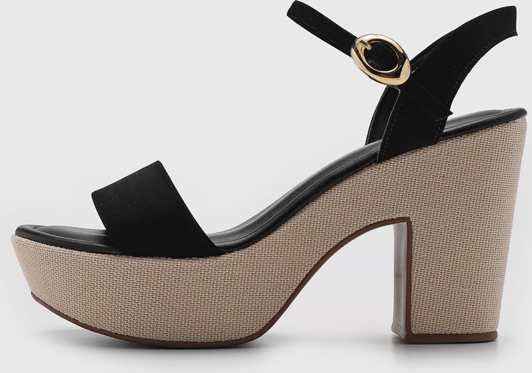 Sandália Alta Feminino cê Salto Bloco Preta