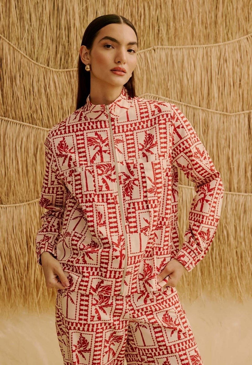 Imagem principal Casaco com Bolsos Estampado Yura CaCay vermelho CaCay vermelho