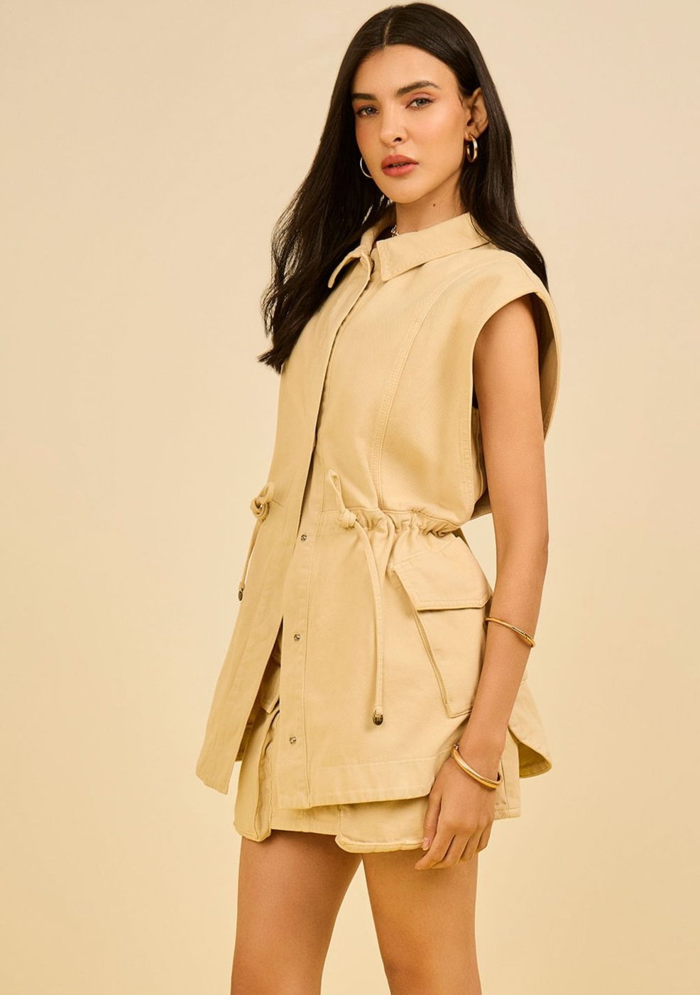 Imagem principal Colete Zinco Solto Sem Manga Alongado bege Zinco bege