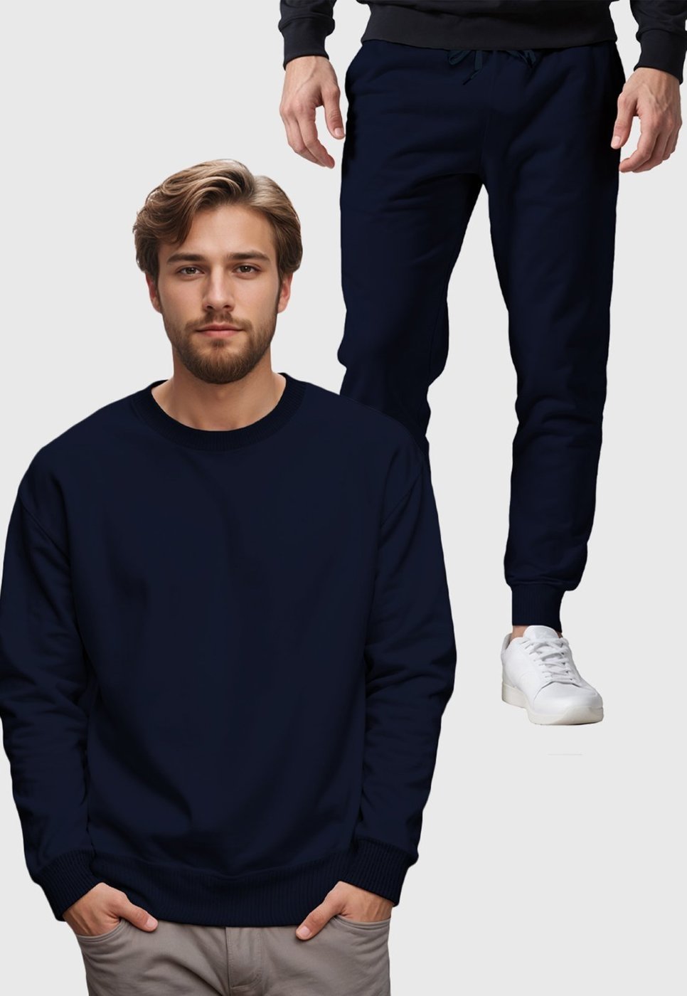 Imagem principal Conjunto Moletom Liso Gola Redonda e Calça Masculina Benellys Marinho azul marinho Benellys azul marinho