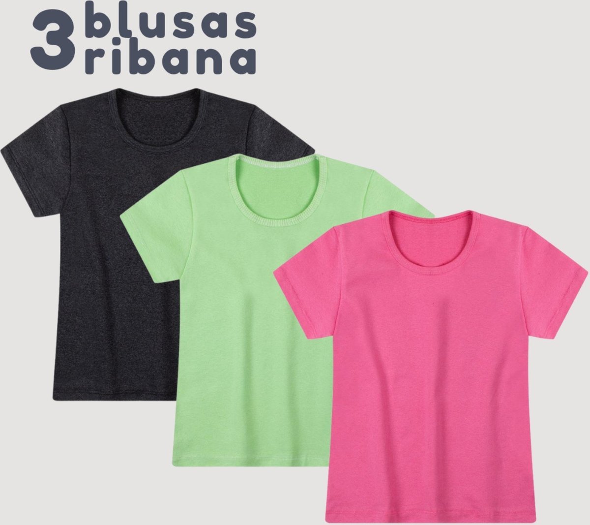 Imagem principal Infantil - Kit 3 Blusas Menina Ribana - 4 ao 10 Alemara multicolorido Alemara multicolorido