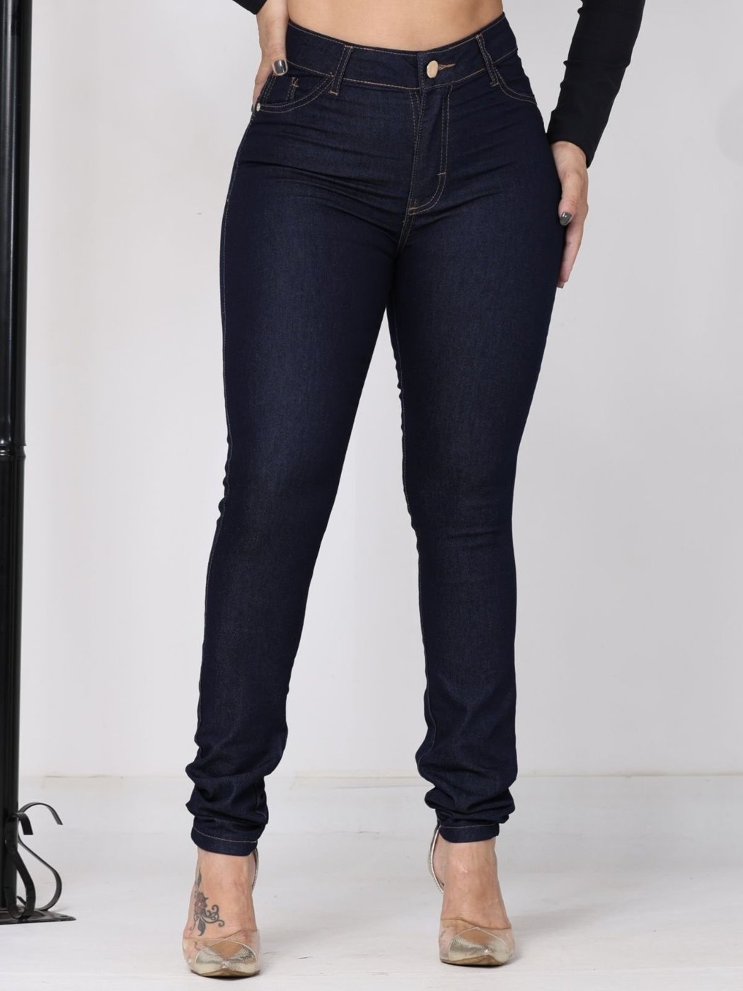 Imagem principal Calça Donna De Paula Skinny Jeans Escuro Feminina Cintura Alta Com Elastano azul Donna de Paula azul