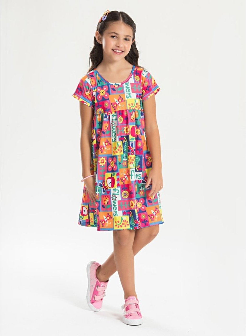 Imagem principal Infantil - Vestido Molekada com Manga Verão Menina Jardim Colorido azul Molekada azul