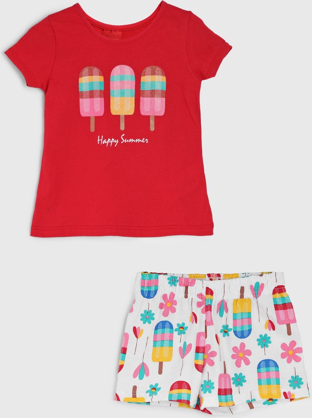 Imagem principal Conjunto Curto Kyly Estampa Sorvete Branco vermelho Kyly vermelho