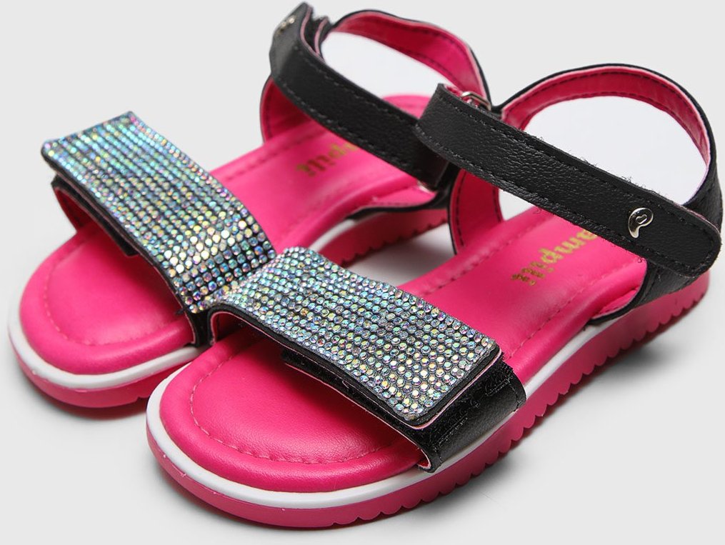 Imagem principal Infantil - Sandália Pampili Hotfix Preta e Rosa preto rosa Pampili preto rosa