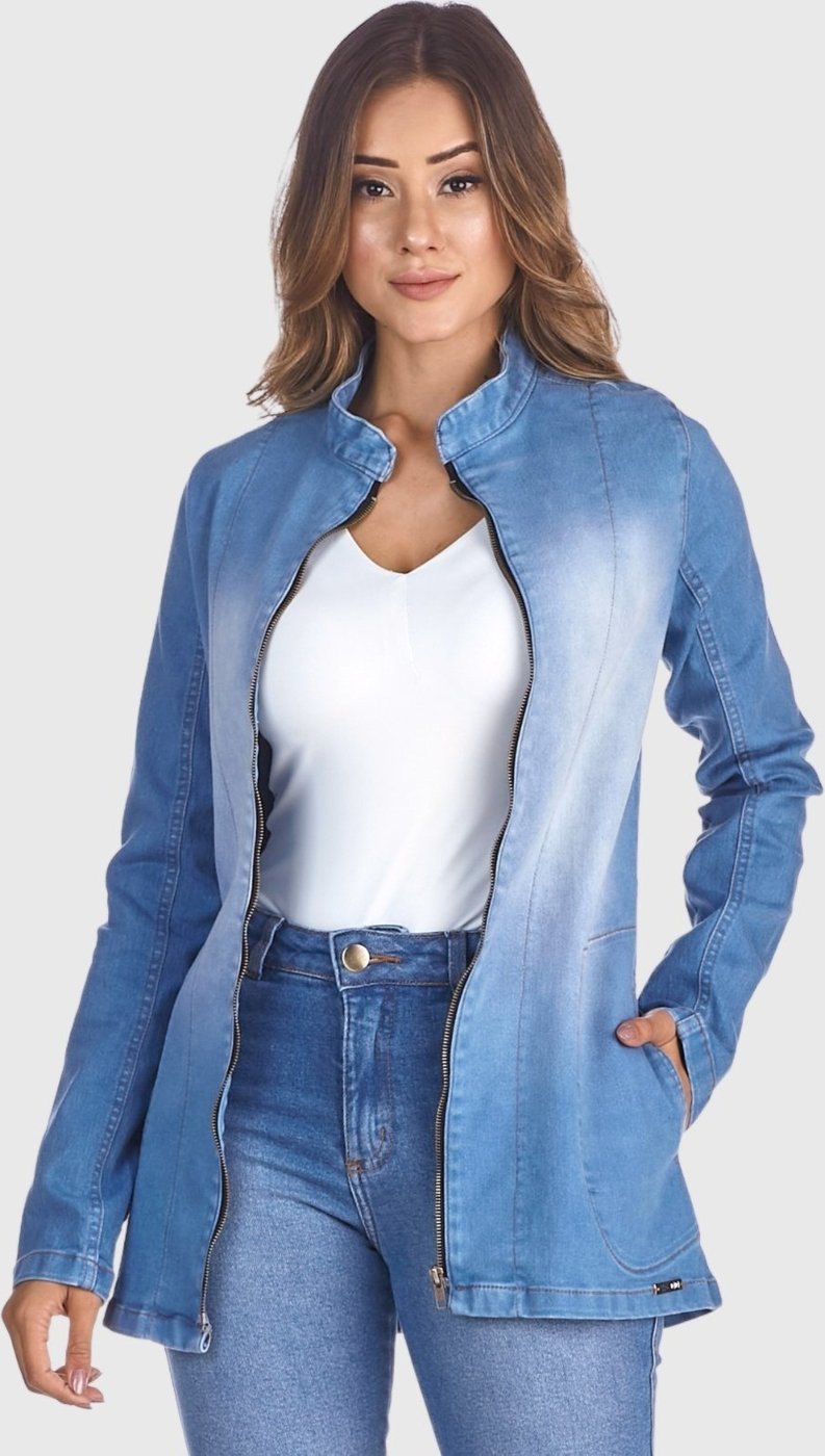 Jaqueta Jeans HNO Jeans Blazer Gola Padre New Style