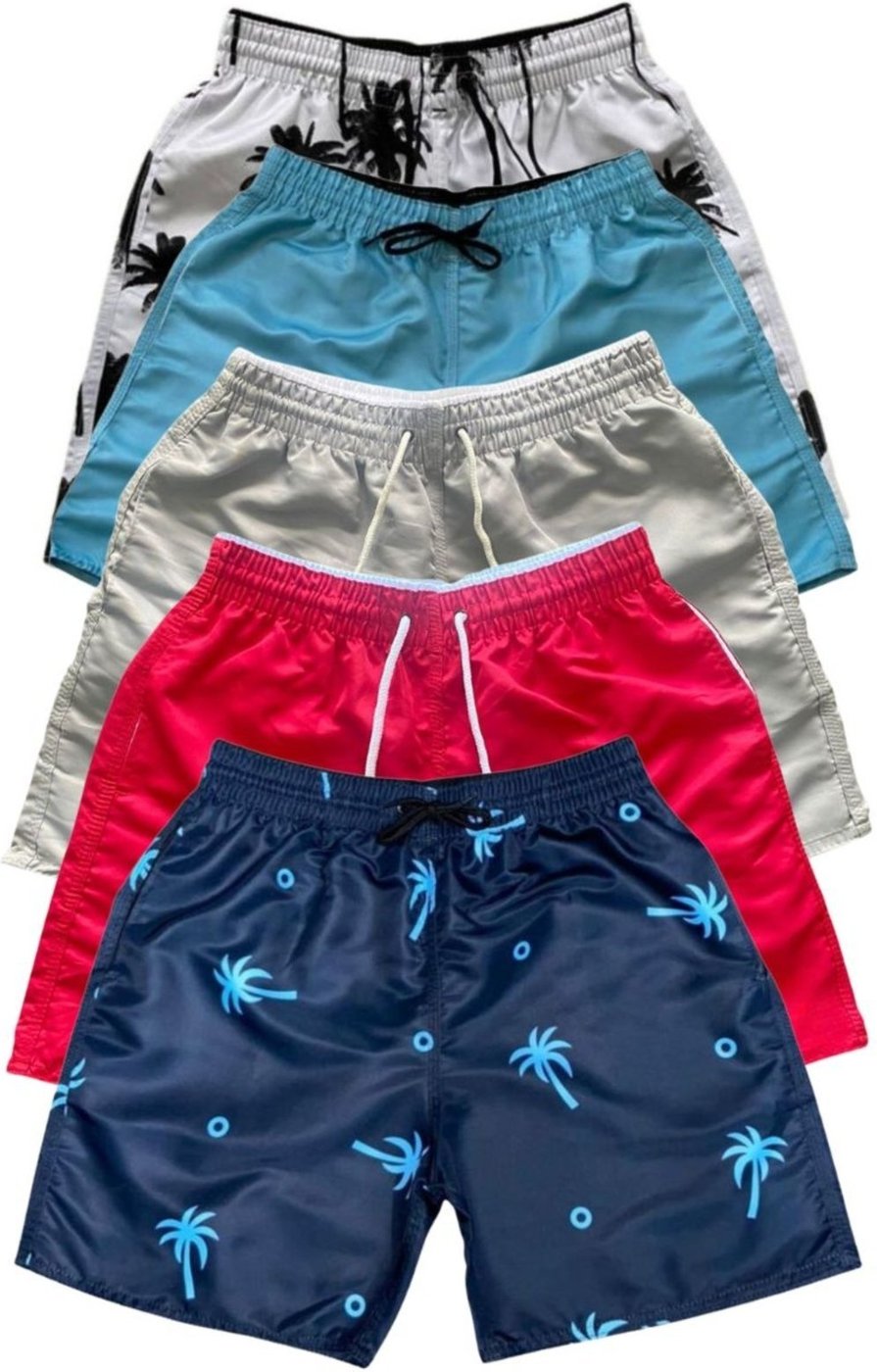 Imagem principal Kit 5 Bermudas Tactel Moda Praia Masculina Com Bolsos08 Relaxado multicolorido Relaxado multicolorido