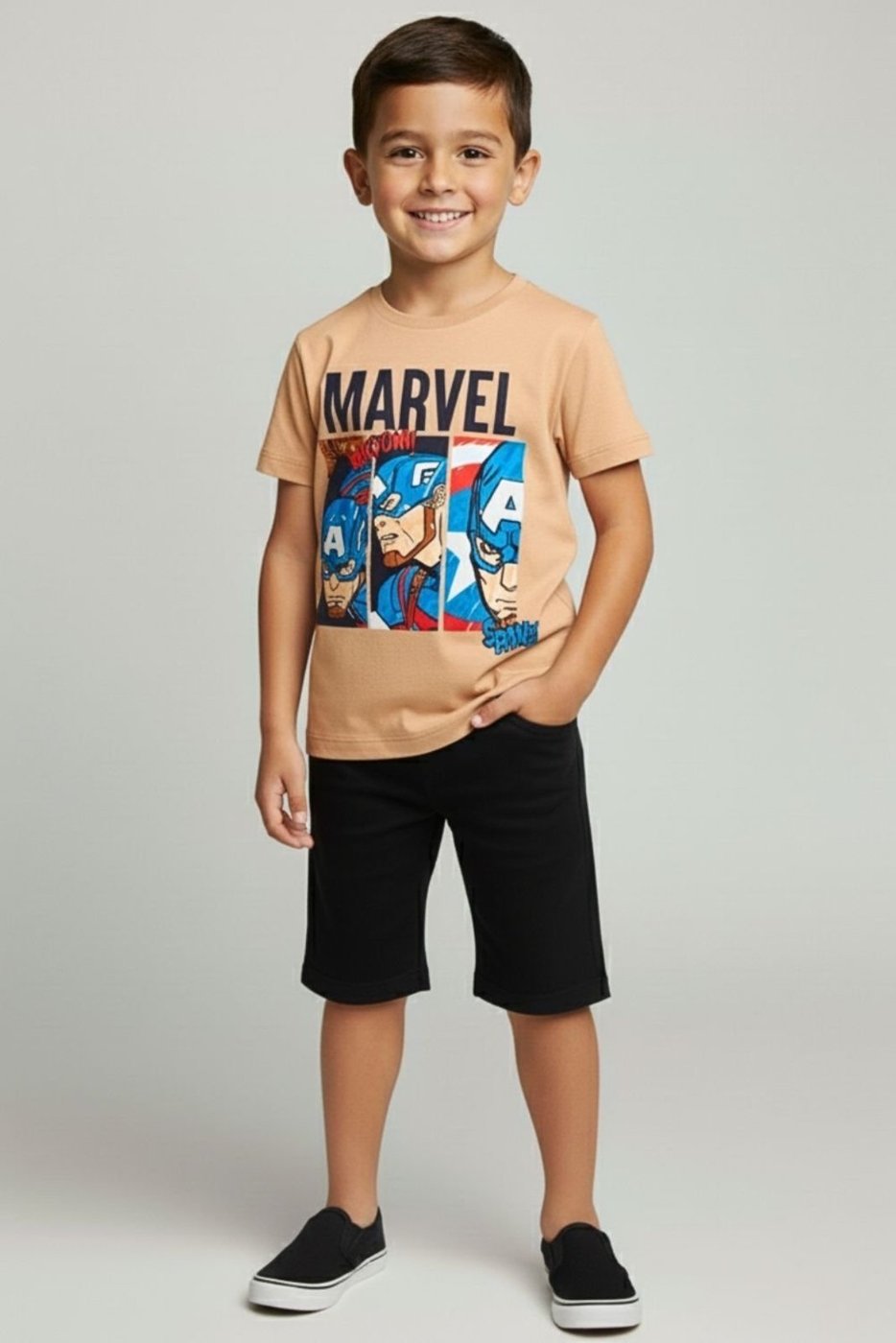 Imagem principal Infantil - Camiseta Disney Masculino Capitão América Marvel marrom Marvel marrom