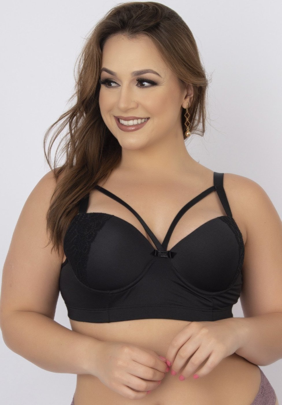 Imagem principal Soutien Feminino Serra e Mar Modas Reforçado com Renda e Bojo preto SERRA E MAR MODAS preto