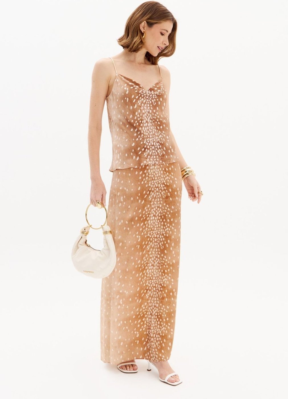 Saia Super Midi Reta Cintura Alta