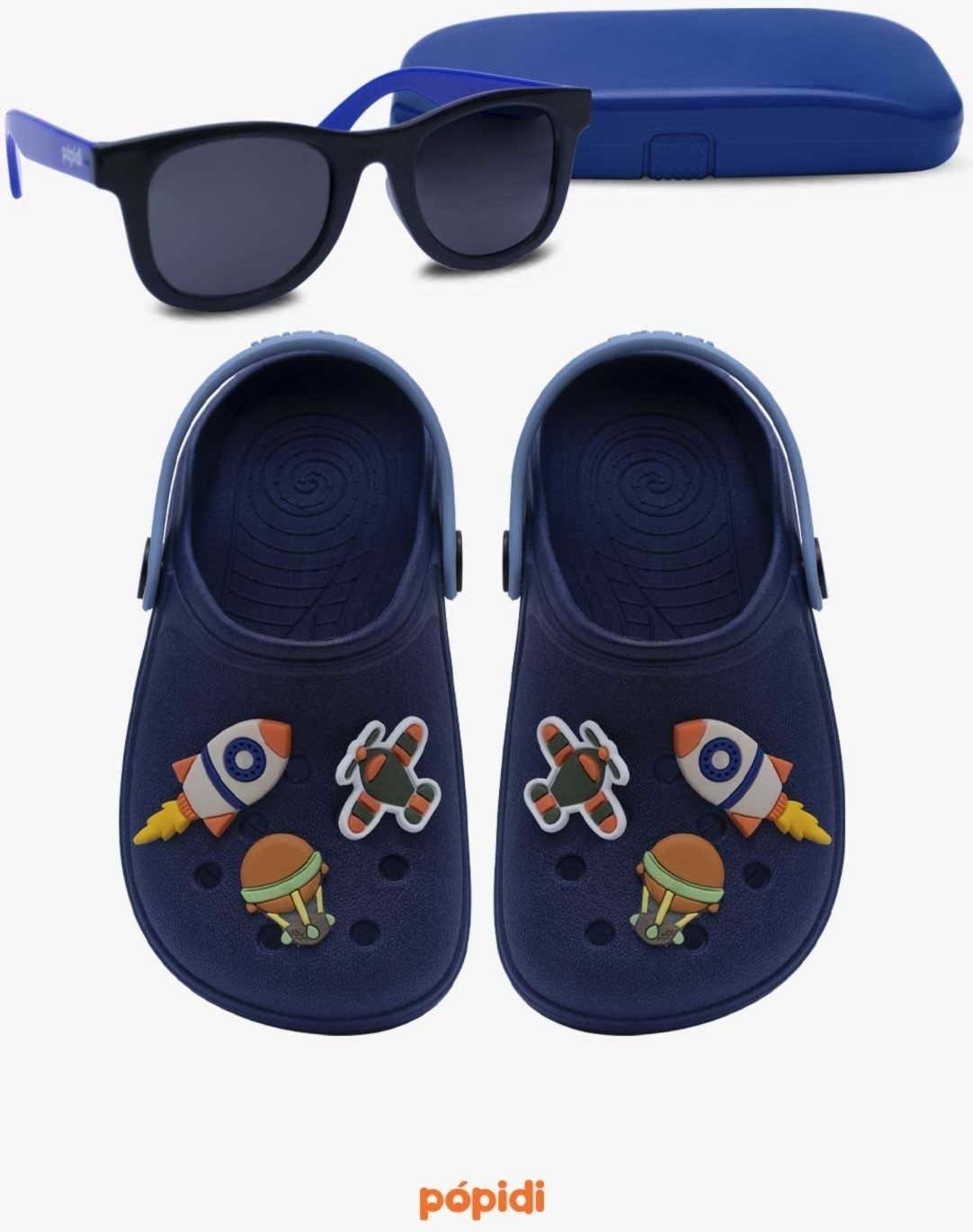 Imagem principal Infantil - Kit Babuche Aereo Marinho com Óculos de Sol Com Capinha Pópidí azul/azul marinho azul Pópidí azul/azul marinho azul