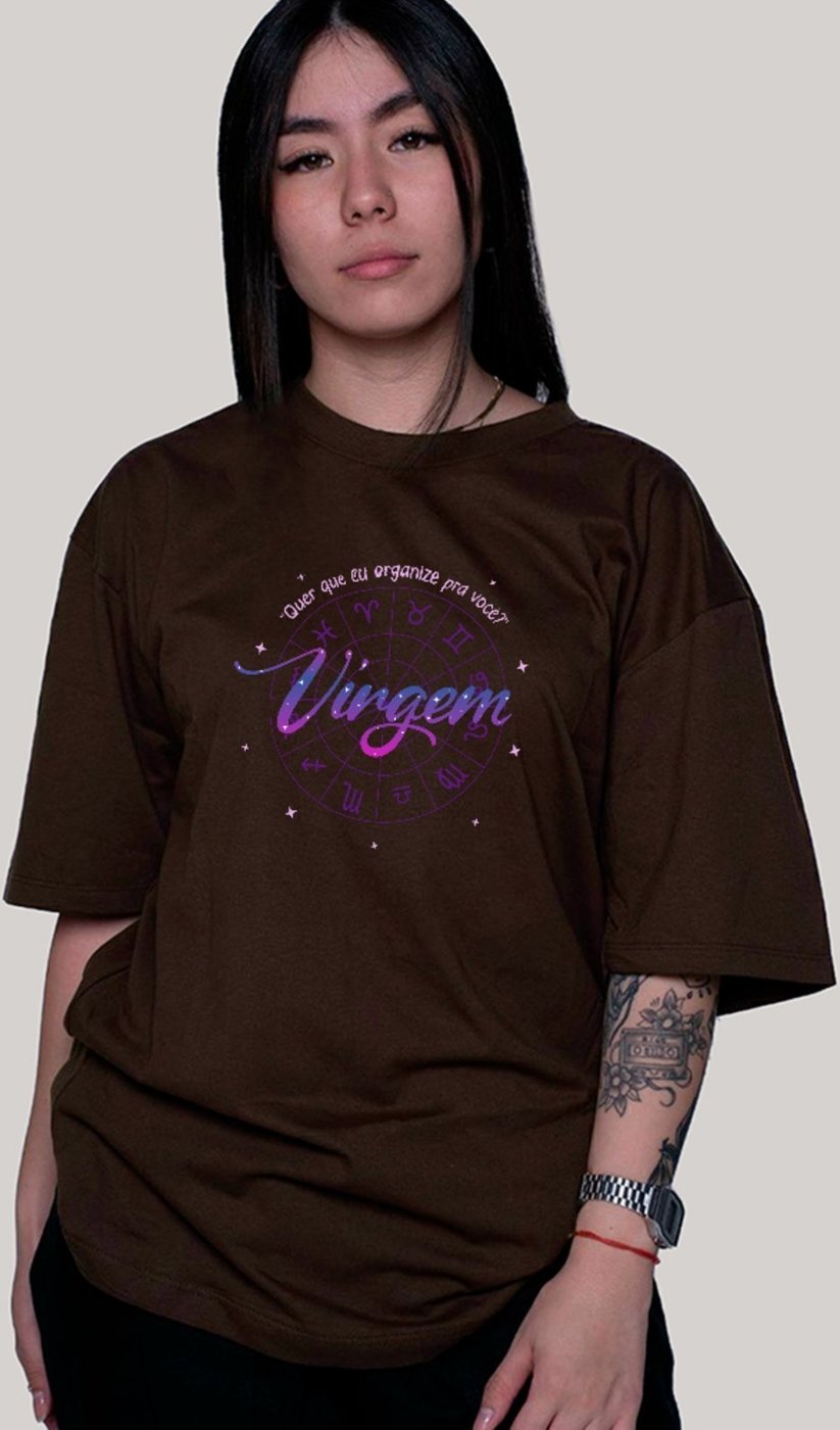 Imagem principal Camiseta Ousy Signo Virgem Frase Astrológica Engraçada Oversized Unissex marrom ousy marrom