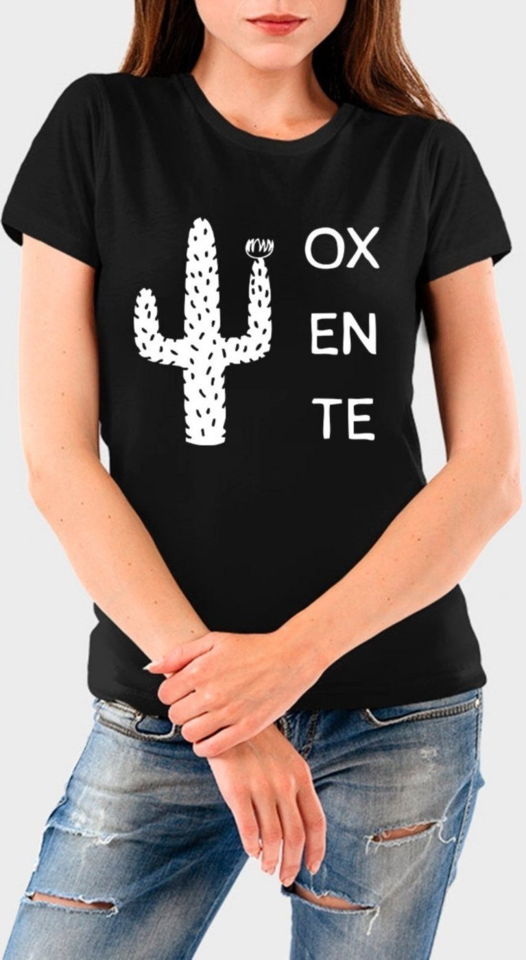 Camiseta Feminina Preta Oxente Algodão Premium