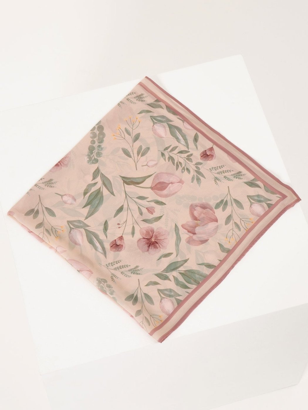 Lenço Barrado Estampado Floral Ane