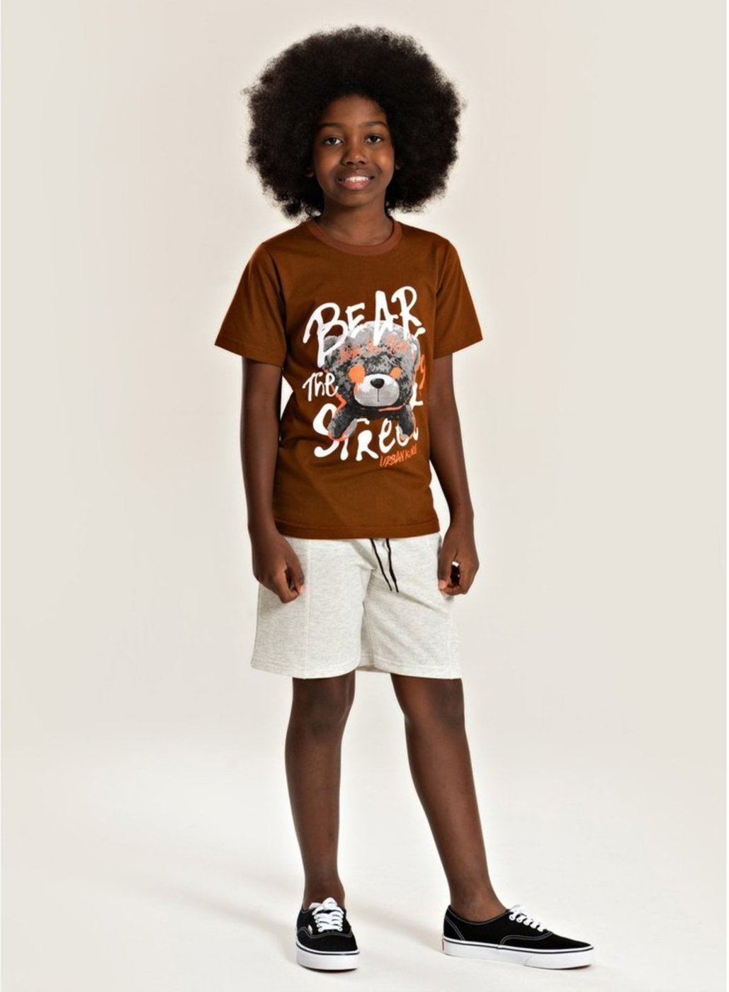 Imagem principal Infantil - Conjunto Verão Menino Camiseta e Bermuda com Recorte Urso Moderno Molekada marrom Molekada marrom