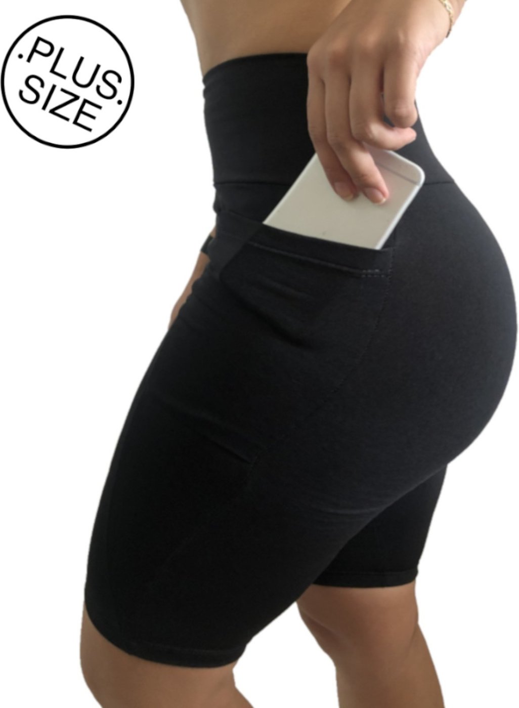 Imagem principal Bermuda Plus Size Heide Ribeiro Fit Bolso para Dispositivos preto preto