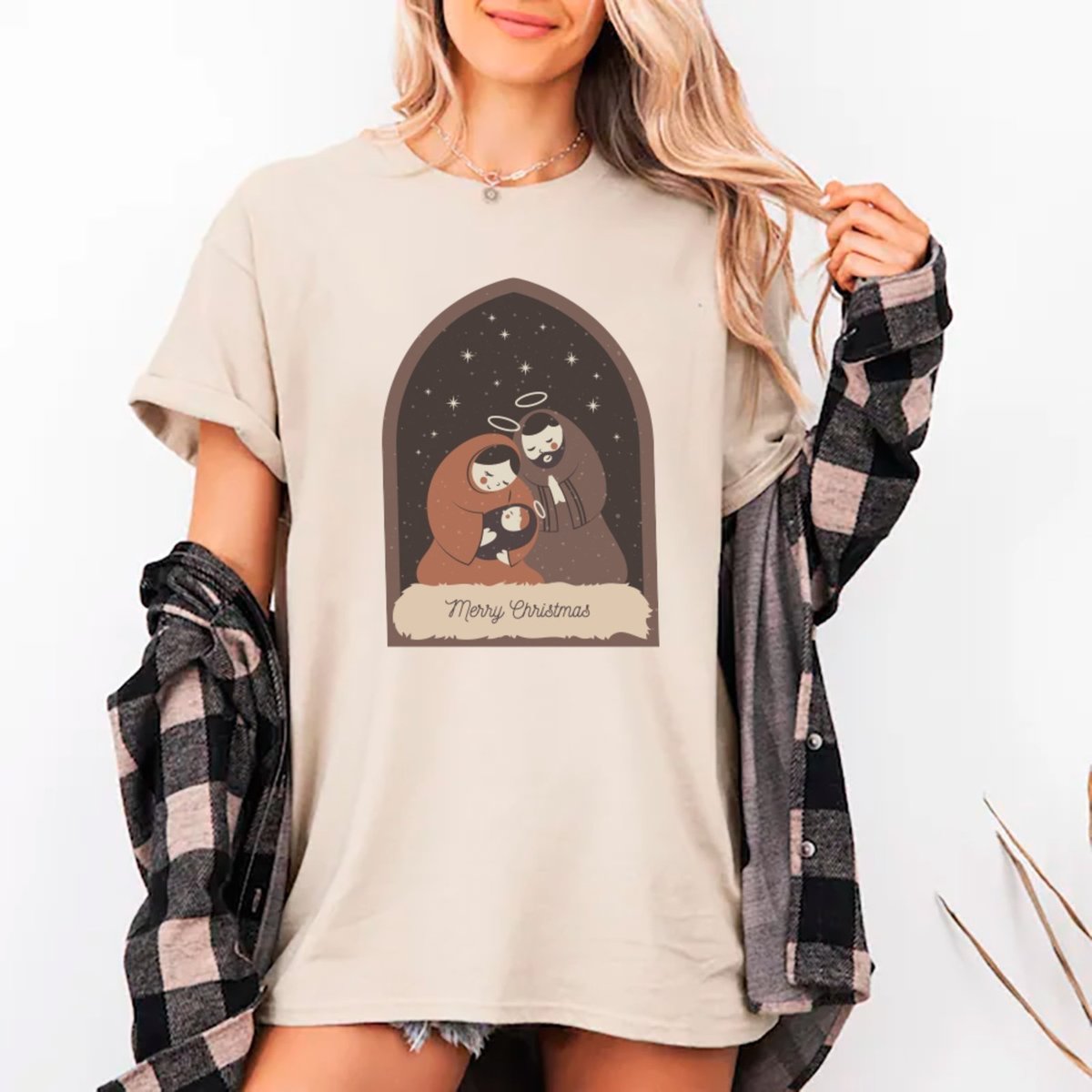 Imagem principal Camiseta Ousy Oversized Natal Presépio Natalino Merry Christmas Unissex Off White off-white white ousy off-white white