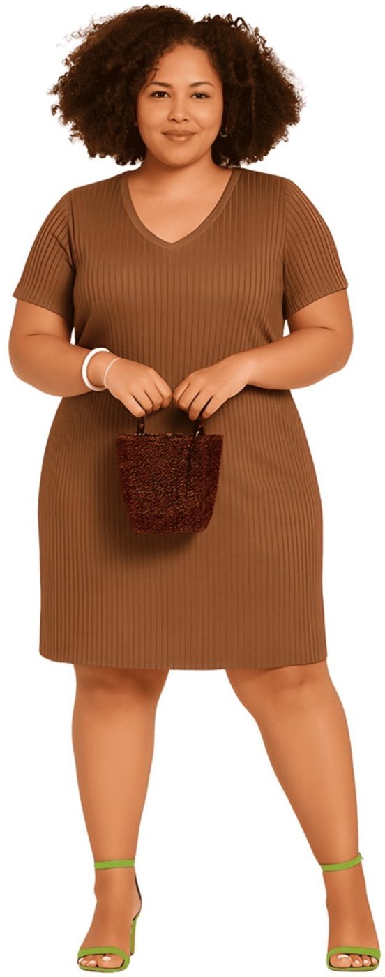 Imagem principal Vestido Plus Size Canelado Lunender bege Lunender bege