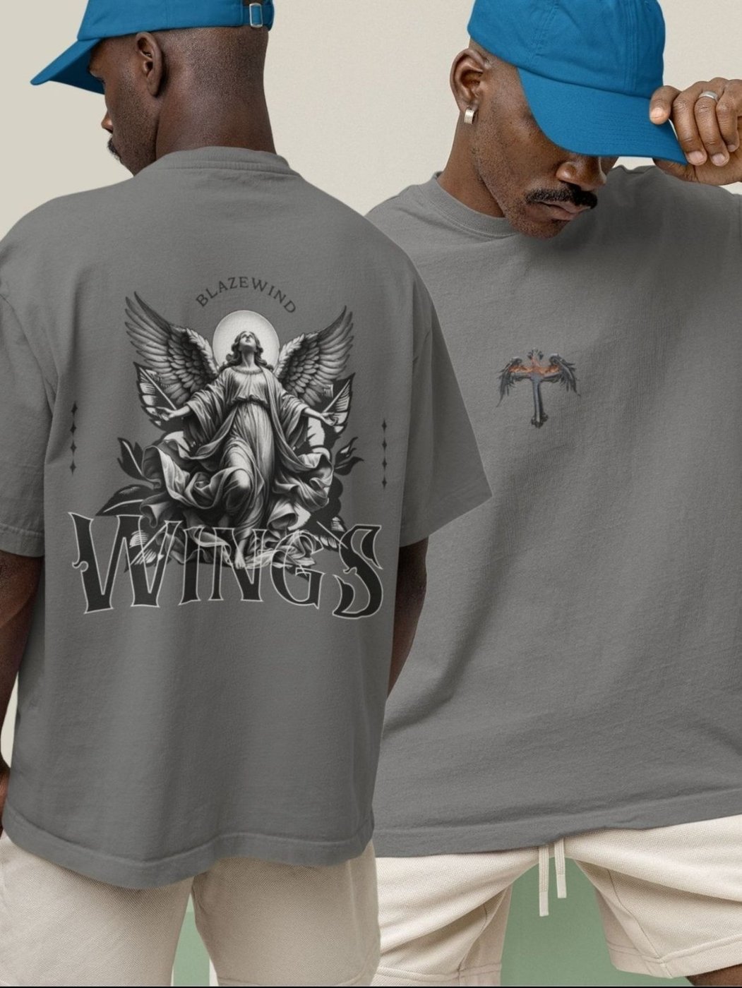 Camiseta Masculina GuGi Escultura Anjo Wings Chumbo
