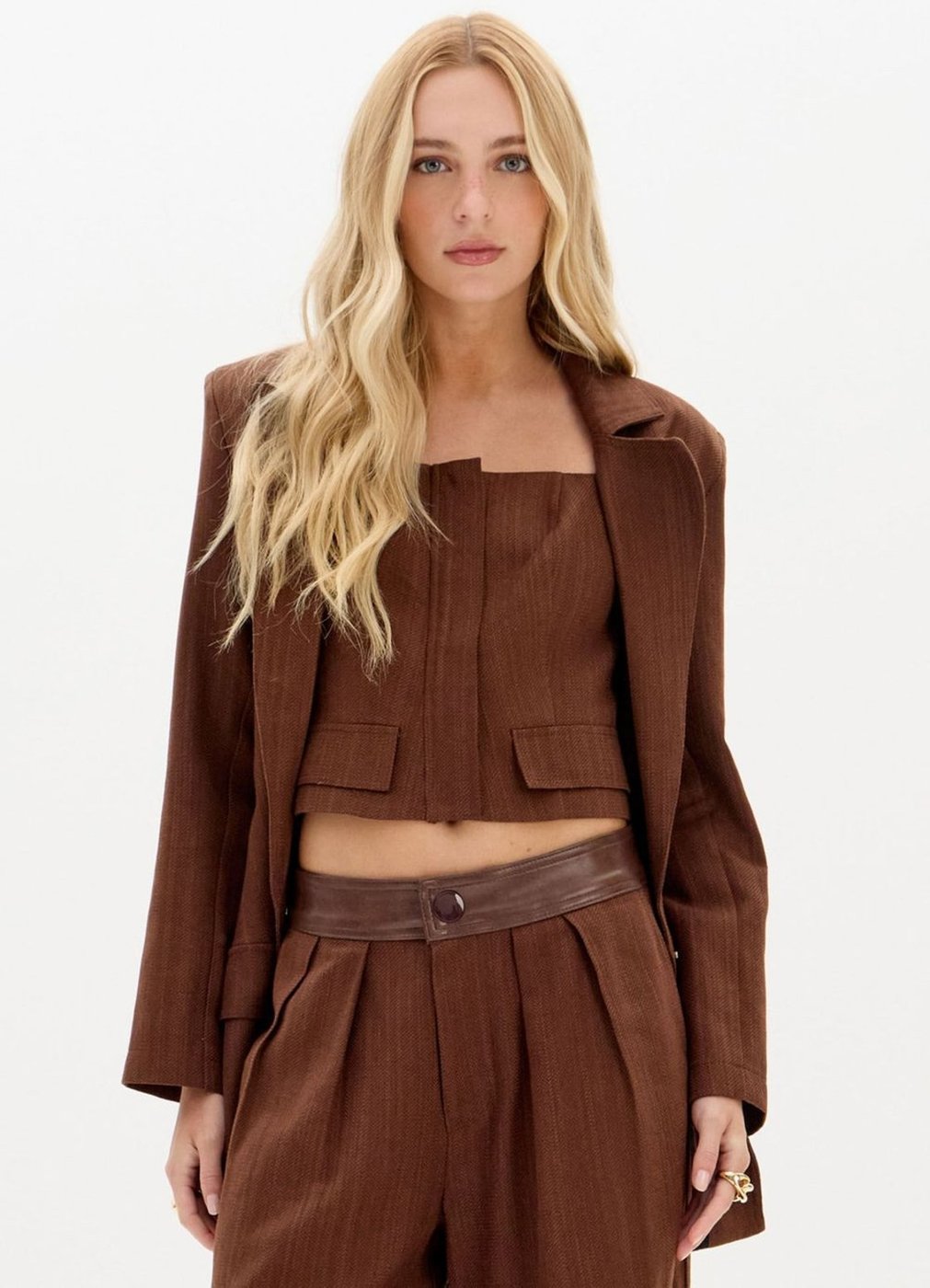 Imagem principal Blusa Curta De Alça Com Lapela My Favorite Things marrom My Favorite Things marrom