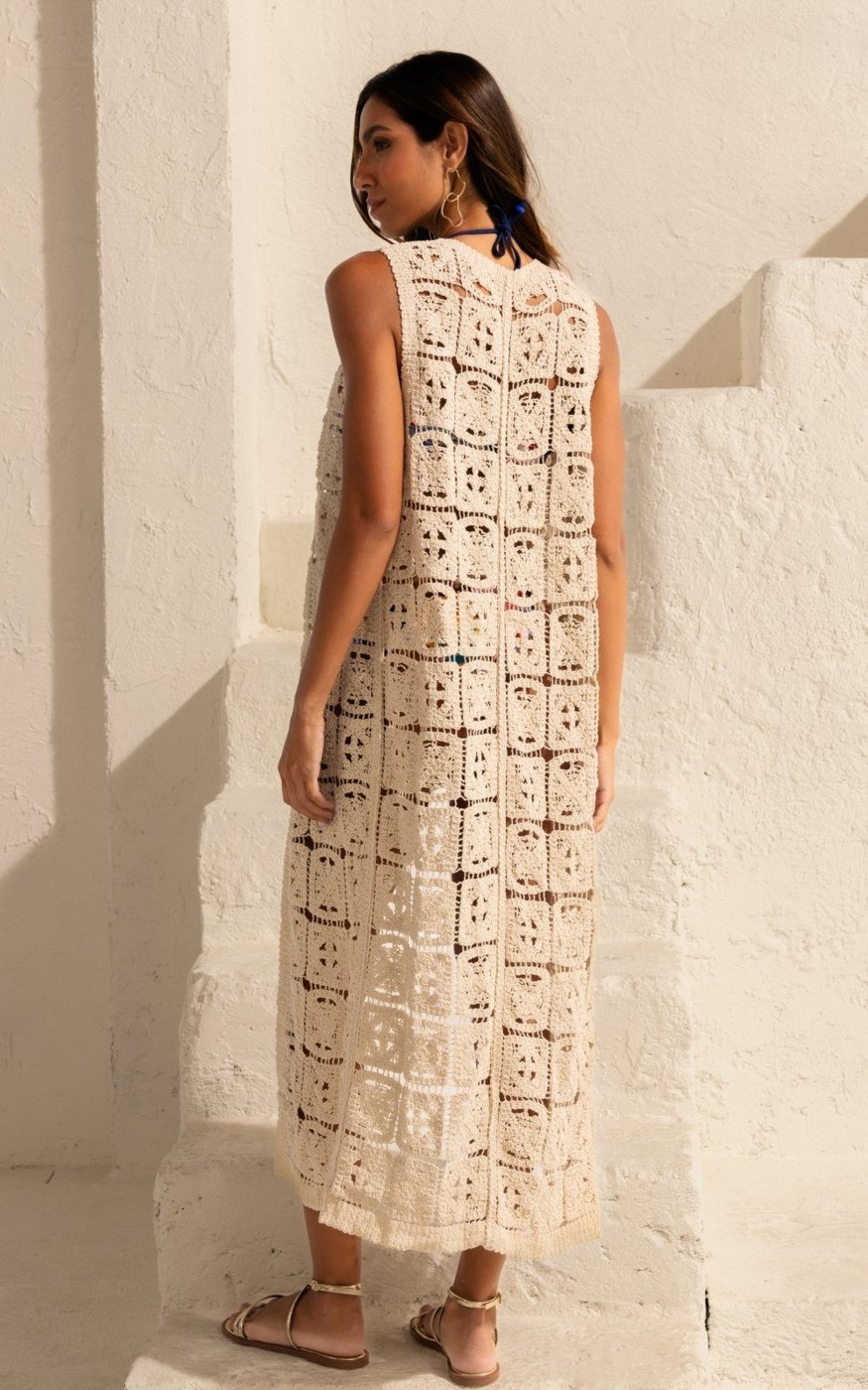 Imagem principal Colete Longo Crochê Além Mar SP1499BQ De Chelles bege De Chelles bege