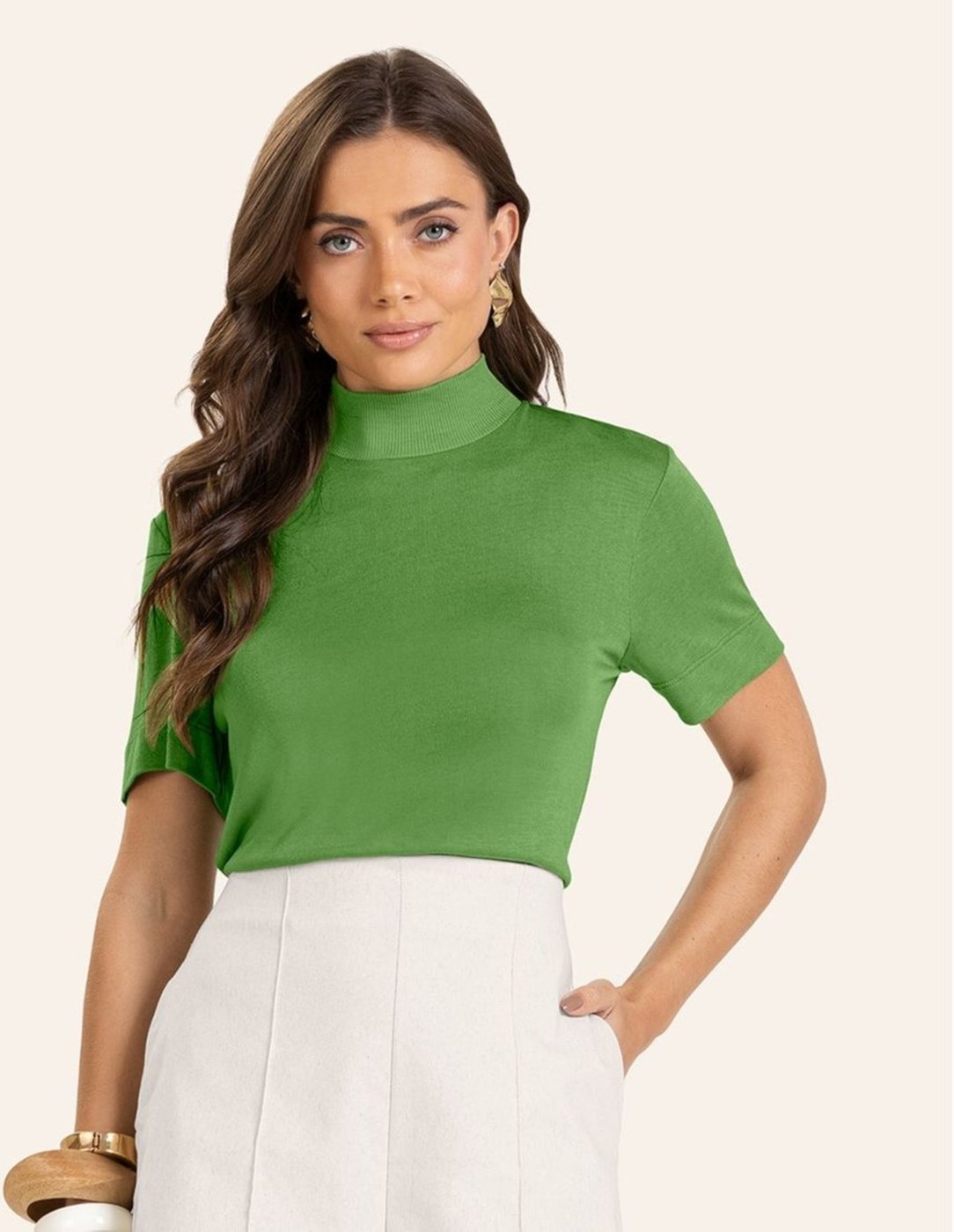 Imagem principal Blusa Feminina Gola Alta ViscoTrico Básica Endless verde Endless verde