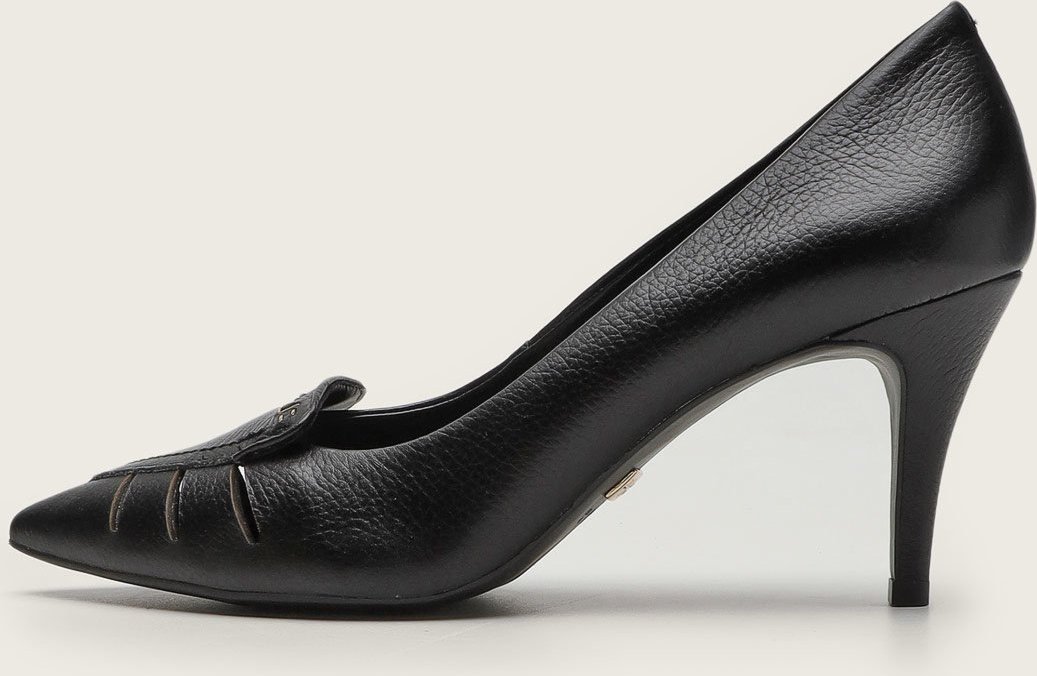 Scarpin Jorge Bischoff de Couro Recortes Preta
