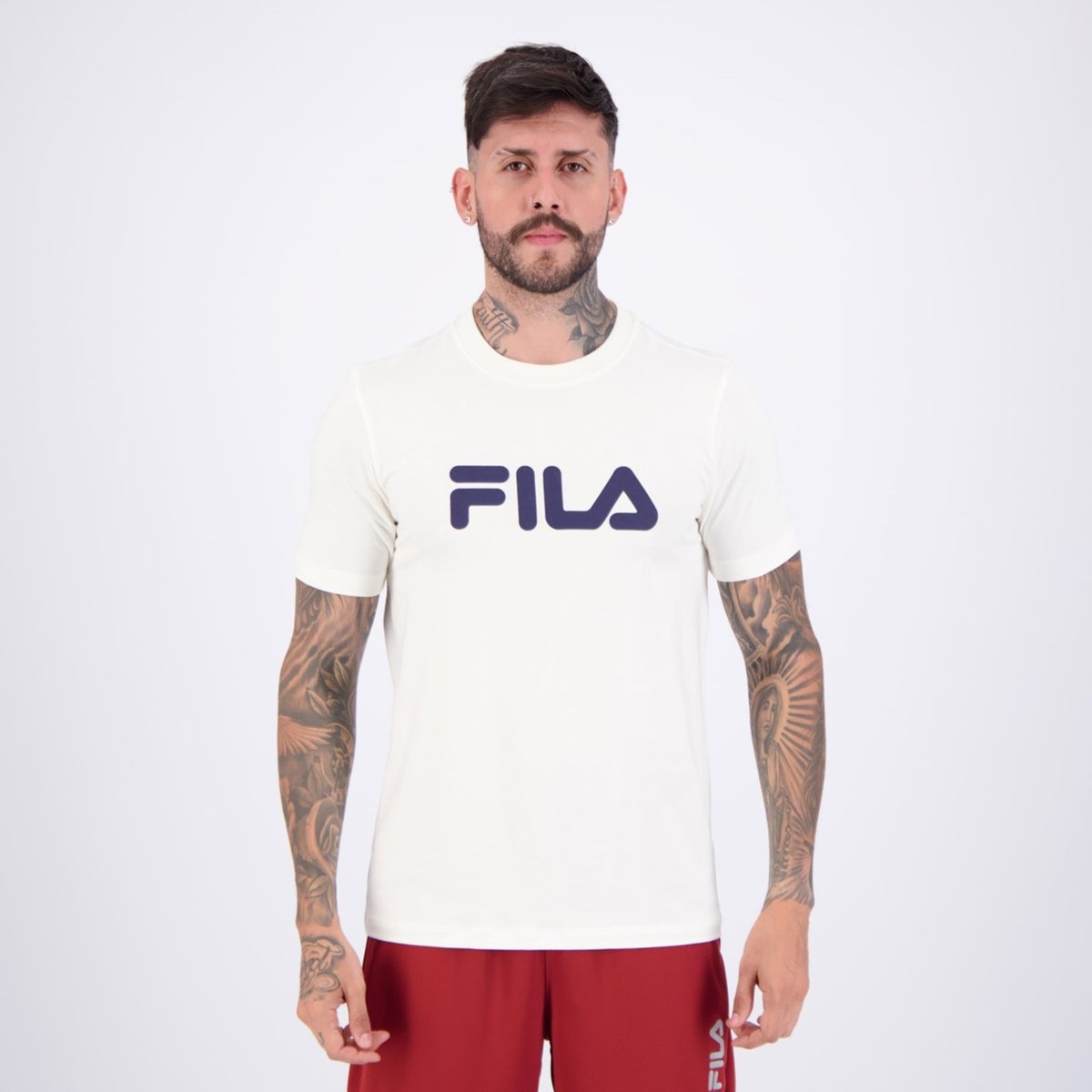 Imagem principal Camiseta Fila Regular Letter Premium IV Off White e Preta branco white Fila branco white