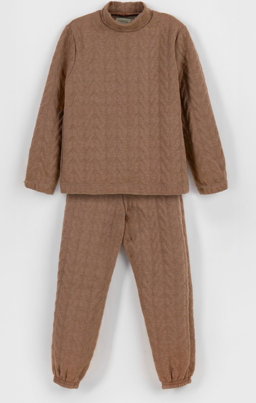 Infantil - Conjunto Bugbee em Malha Texturizada Taupe