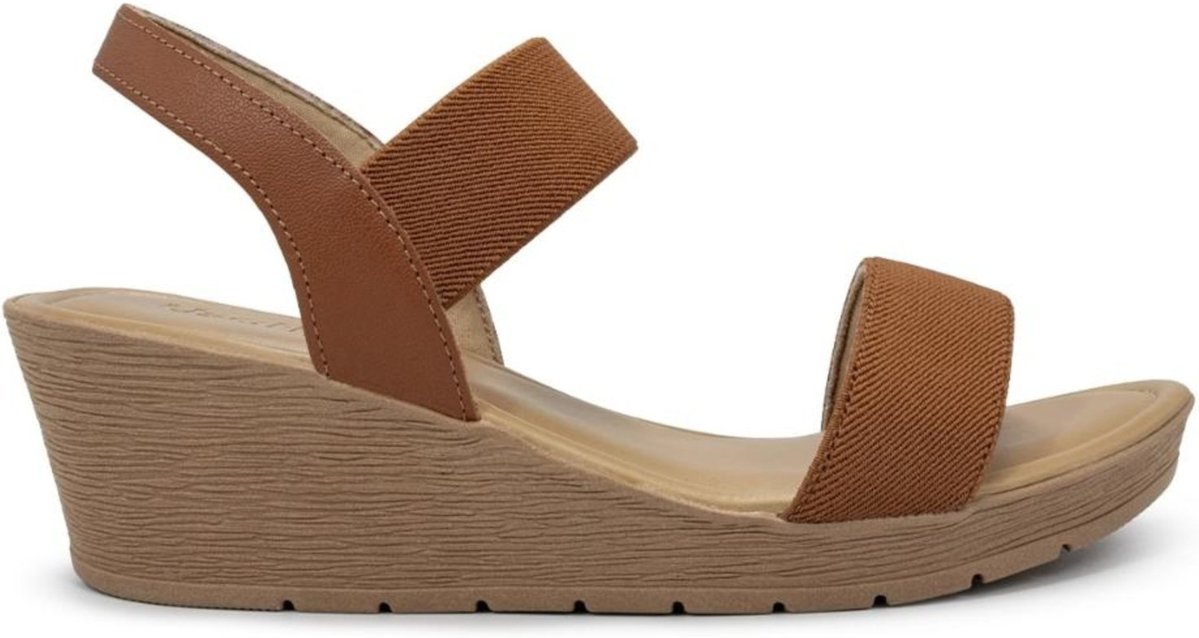 Imagem principal Sandália Usaflex Feminina Anabela Elástico Detalhe Couro AB8704 caramelo Usaflex caramelo