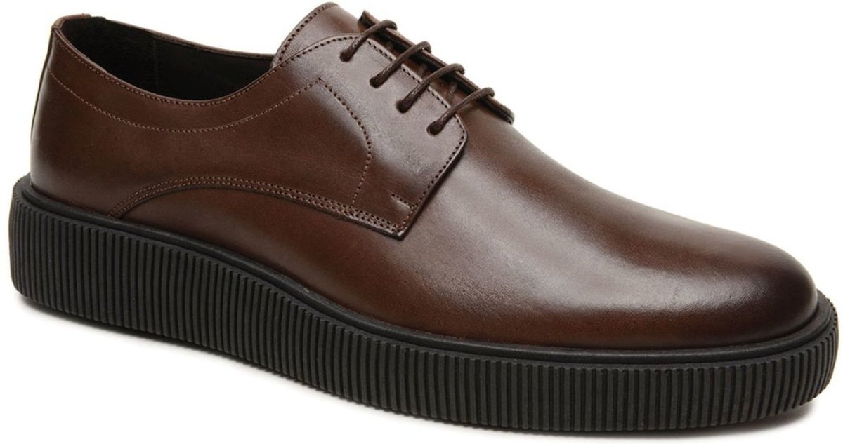 Imagem principal Sapato Masculino Casual A. Andrade Social Em Couro Amarrar Derby Sola Alta Conforto Tendência Anna Andrade café Anna Andrade café