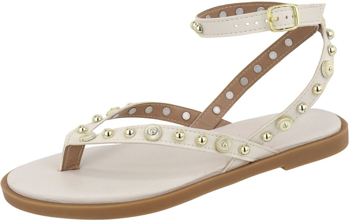 Rasteira Sandália Feminina Bolinhas Estilosa Lançamento Off White