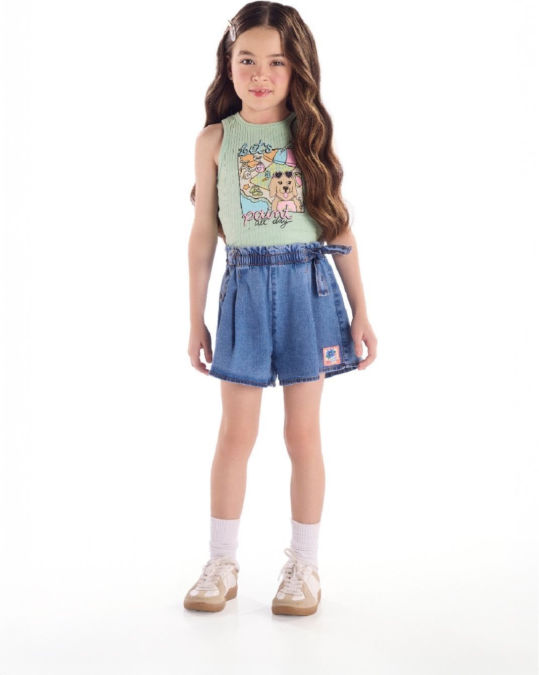 Imagem principal Infantil - Regata Ribana Canelada Strass Quimby branco Quimby branco