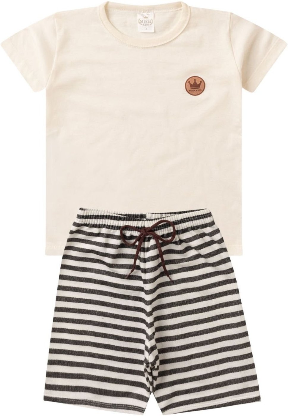 Infantil - Conjunto Verão Masculino Plaquinha Mega Coroa - Off White