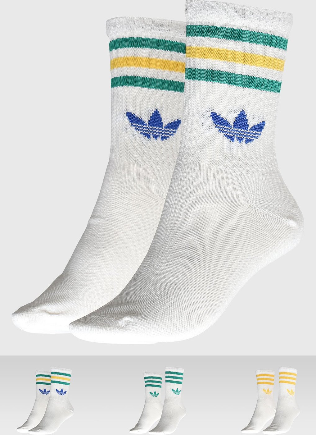 Kit 3 Pares de Meia Unissex adidas Originals Crew 3 Stripes Branca