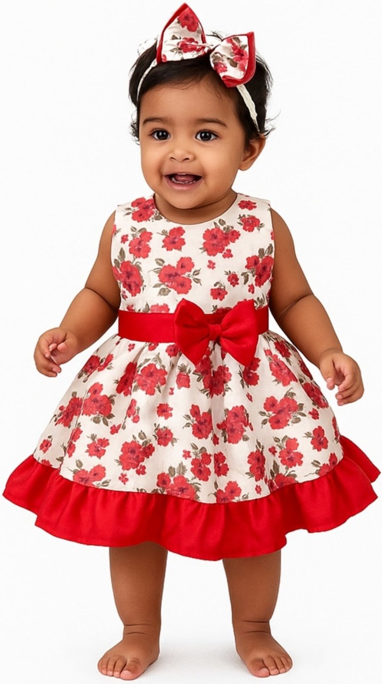 Imagem principal Infantil - Vestido Manga Curta Ariele Floral Mega Loja do Bebê vermelho Mega Loja do Bebê vermelho