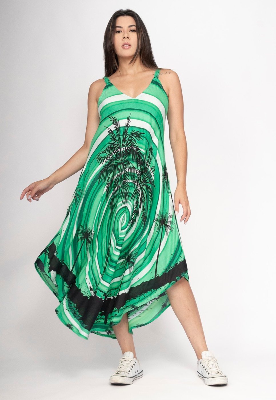 Vestido Cabanafree Midi Origens Vórtice Tropical