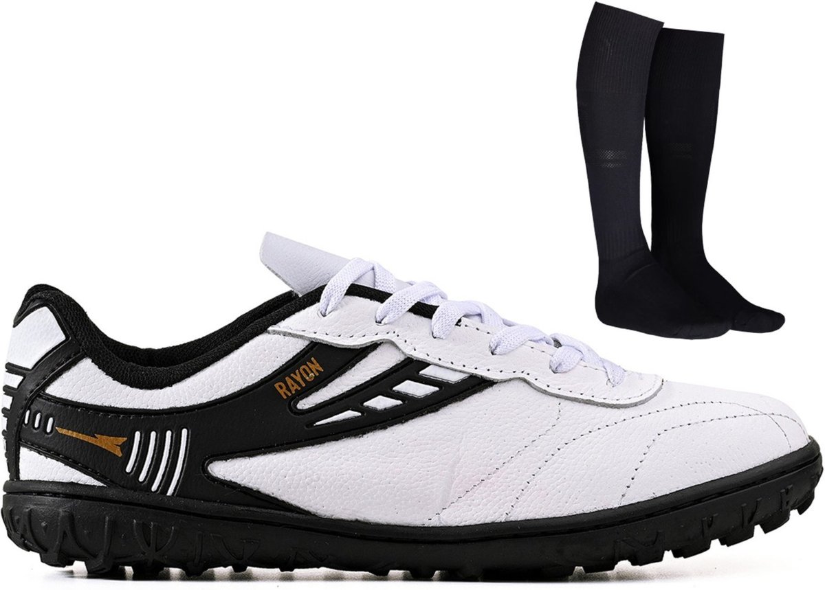 Imagem principal Chuteira Futebol Society Profissional Masculina em Couro Para Grama Sintetica + Meião CALCADOS LGHT LIGHT branco CALCADOS LGHT LIGHT branco