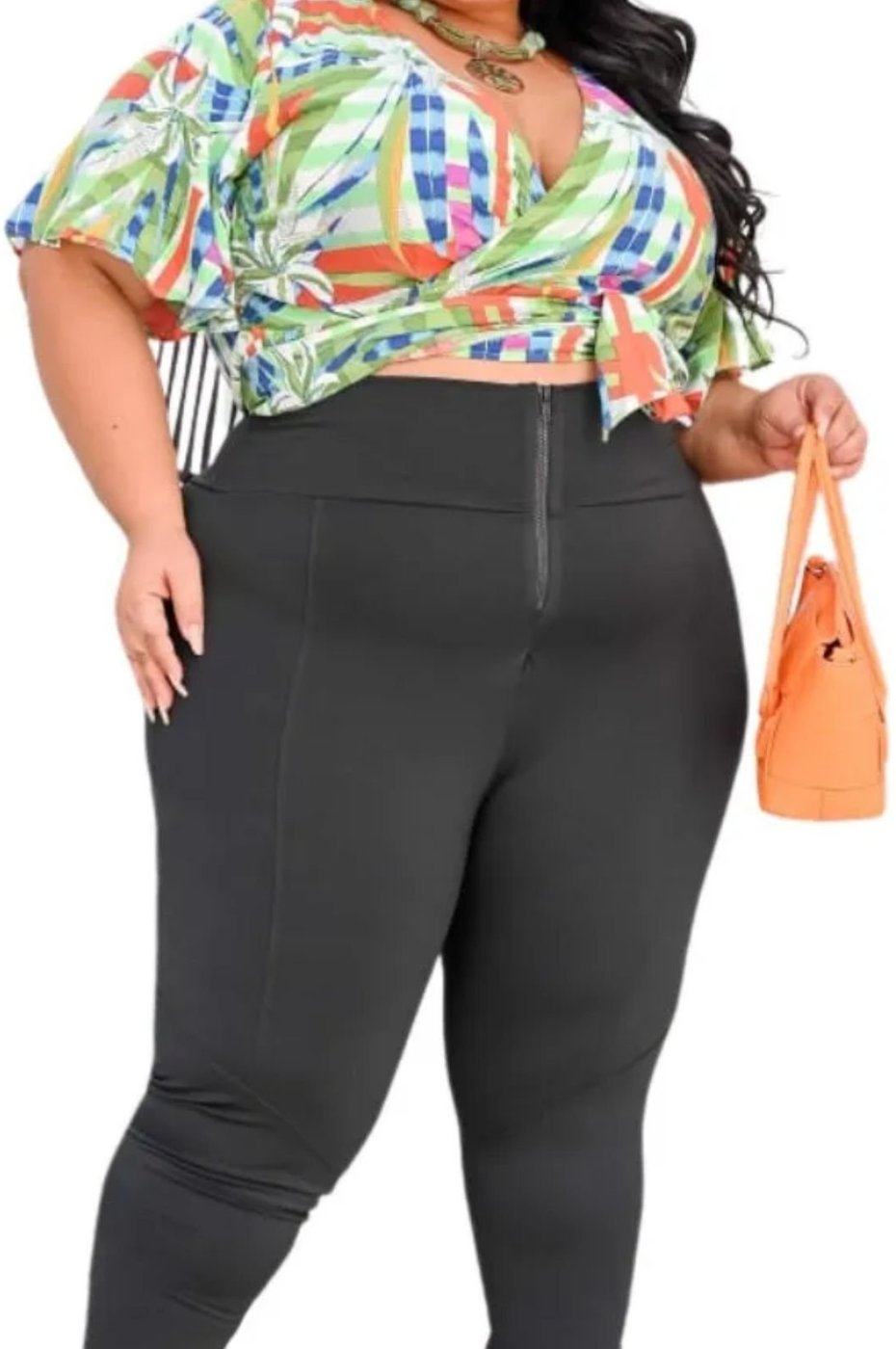 Calça Summer Body Legging Plus Size Cintura Alta Ziper Na Frente G1 G2g3