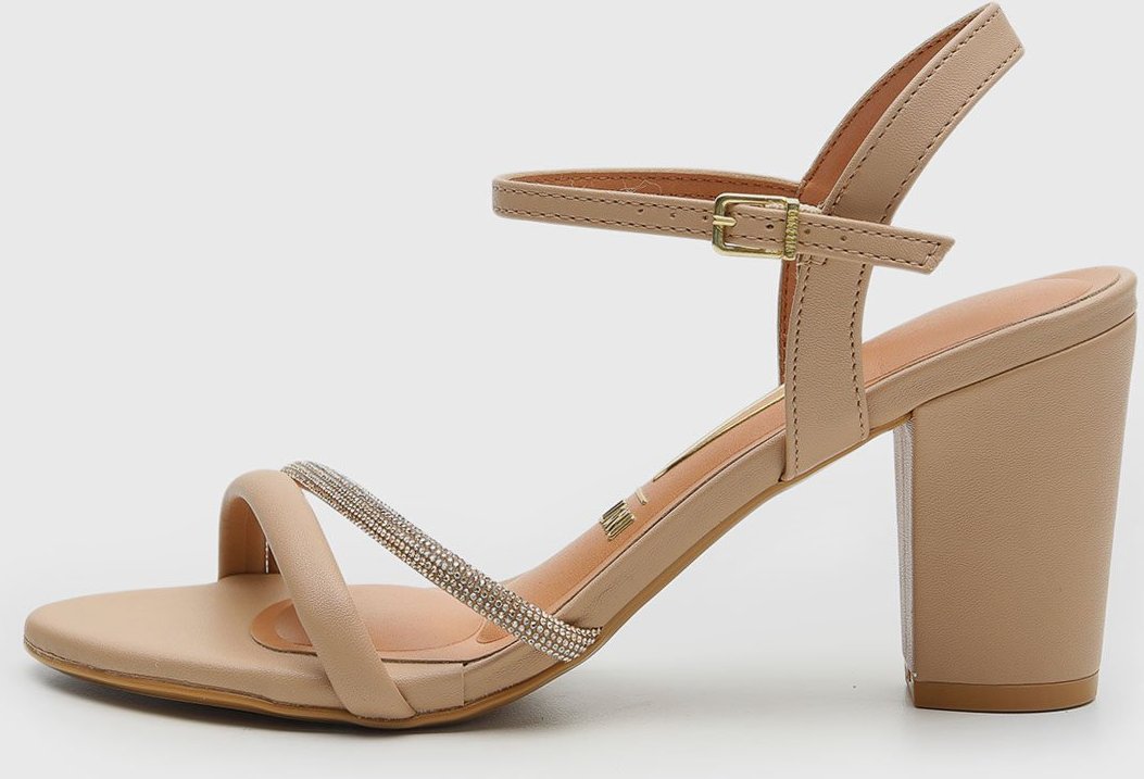 Sandália Feminina Vizzano Salto Bloco Pedrarias