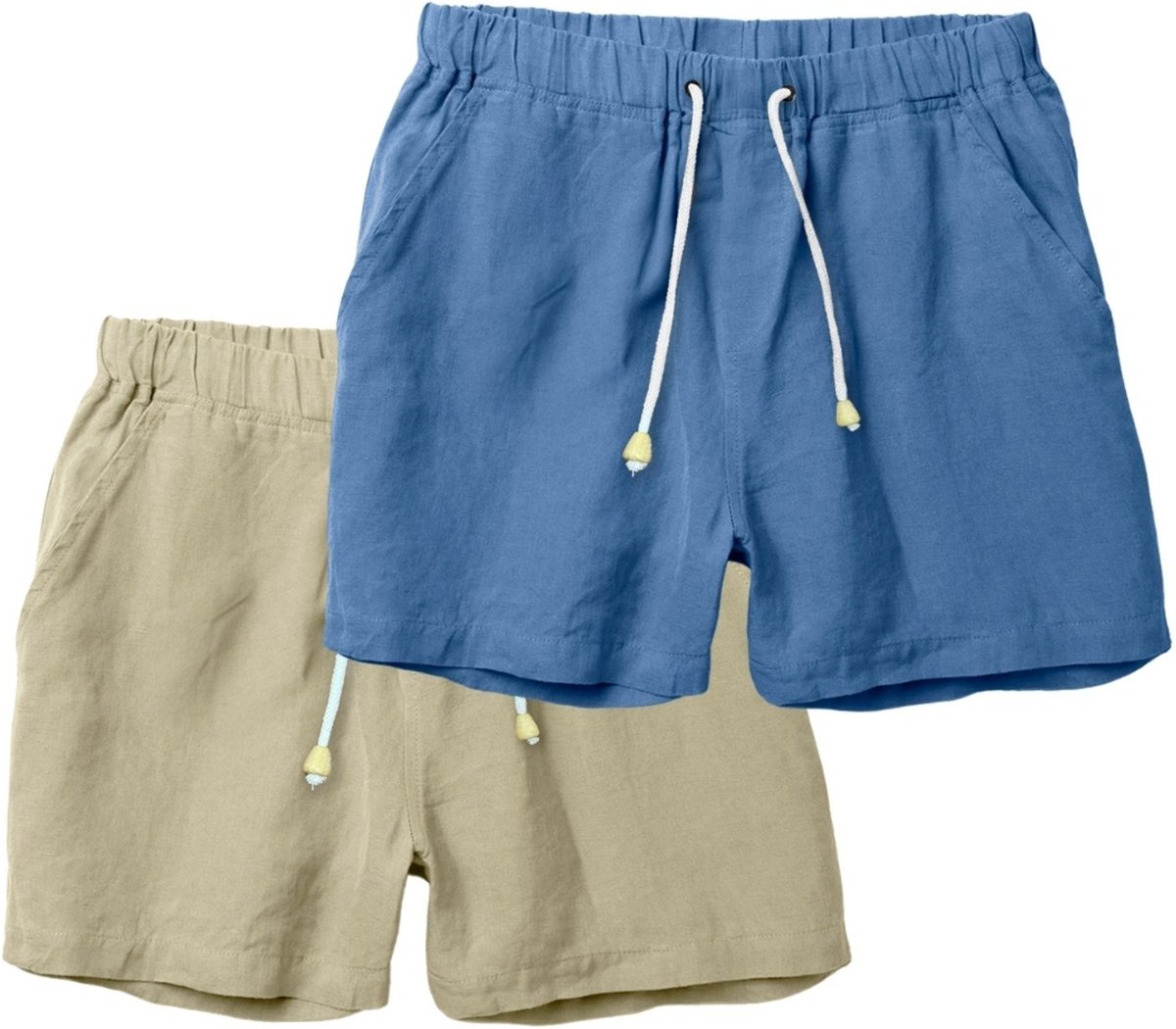 Imagem principal Kit 2 Shorts Linho Premium Bermuda Masculina Moda Praia Luxo Relaxado bege/preto Relaxado bege/preto