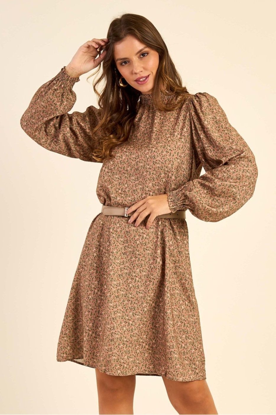 Vestido Feminino Manga Longa Floral Marialícia