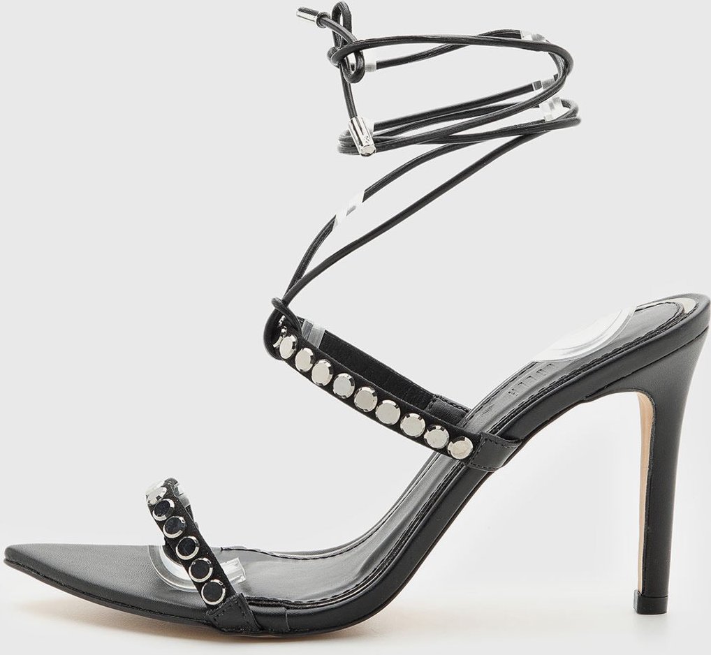 Imagem principal Sandália Feminina Santa Lolla Salto Alto Tiras Metálicas Preta preto Santa Lolla preto